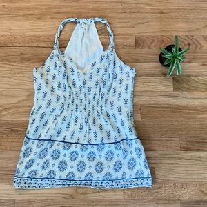 Banana Republic Blue & White Twisted Strap Tank